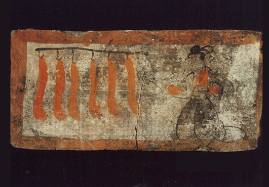 魏晋时期的墓室壁画非常注重日常生活,汉代画像砖上常出现的忠孝节